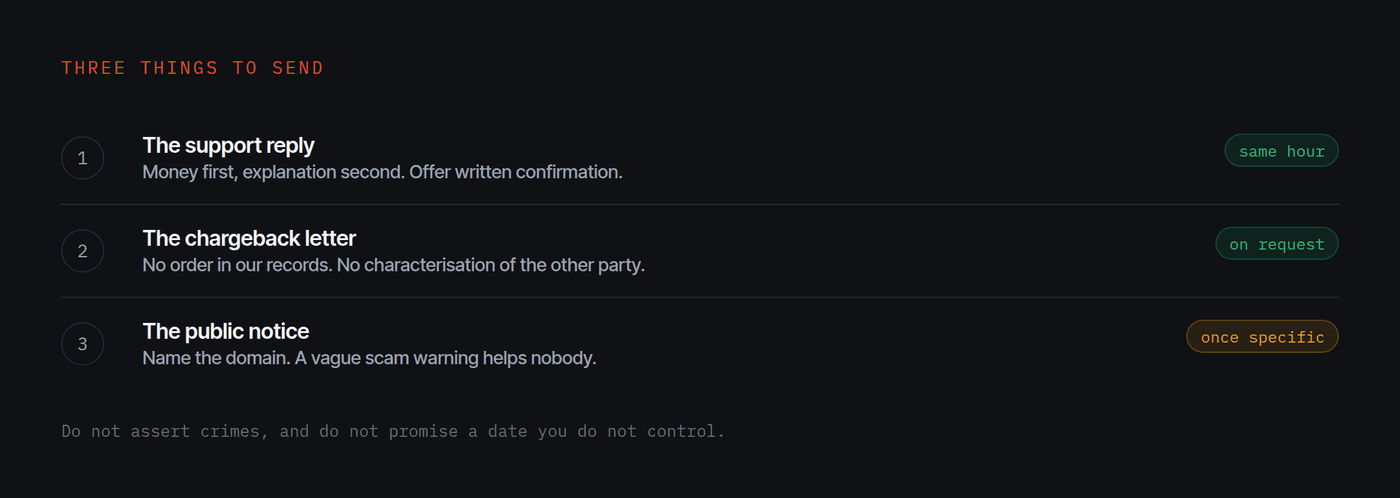 The three documents to send and when each one is appropriate